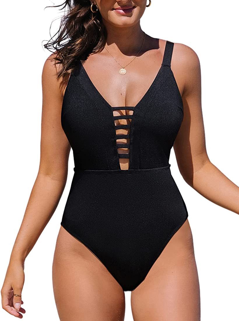 Roselychic Womens One Piece Swimsuits Sexy Cutout Bathing Suits String Monokini Swimwear | Amazon (US)