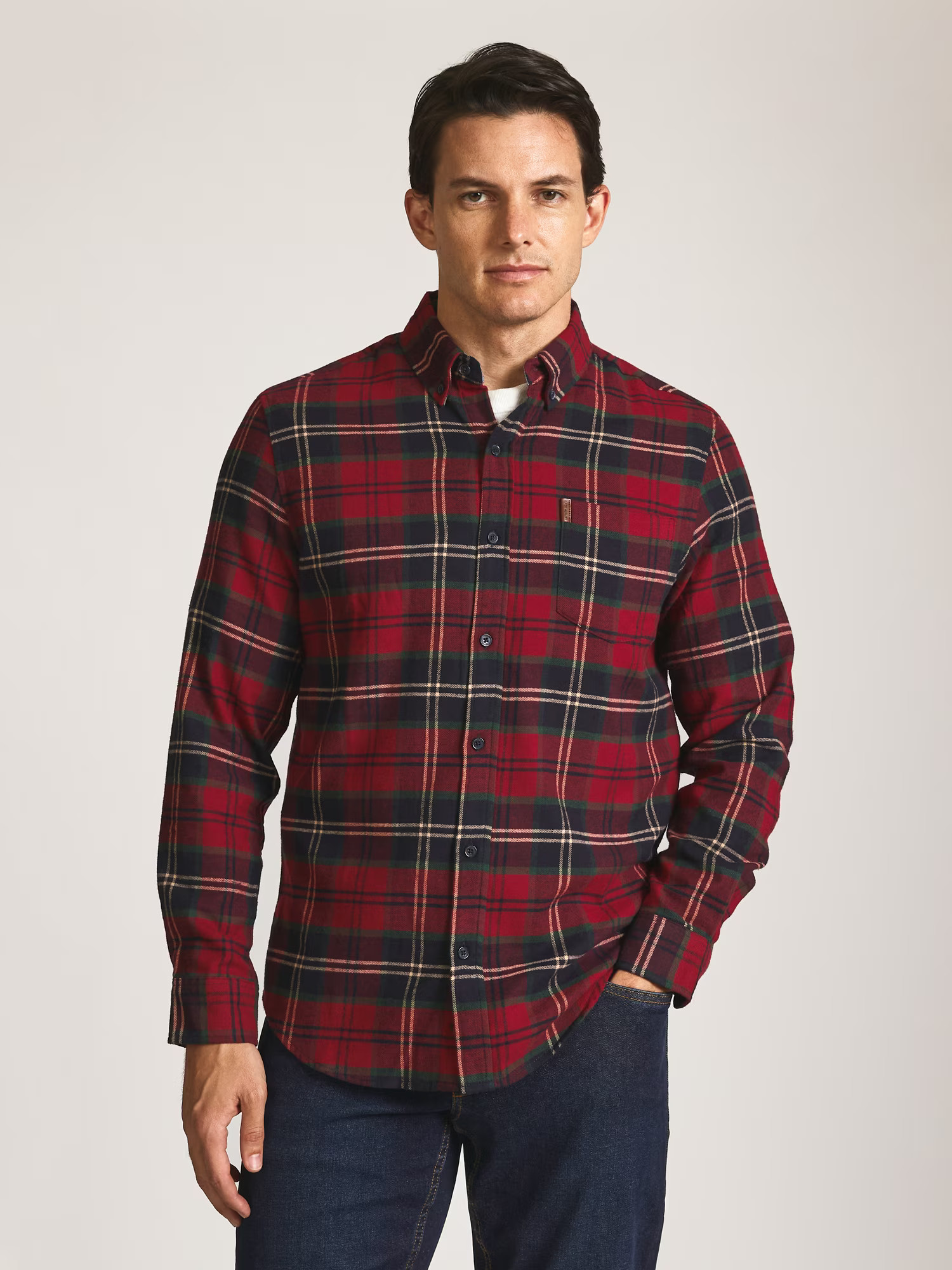 Chaps Men's and Big Men's Comfort Stretch Flannel Shirt, Sizes S-2XL | Walmart (US)