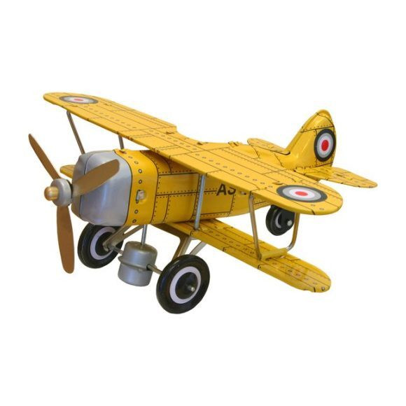 Curtis Biplane Tin Toy, Yellow | Maisonette