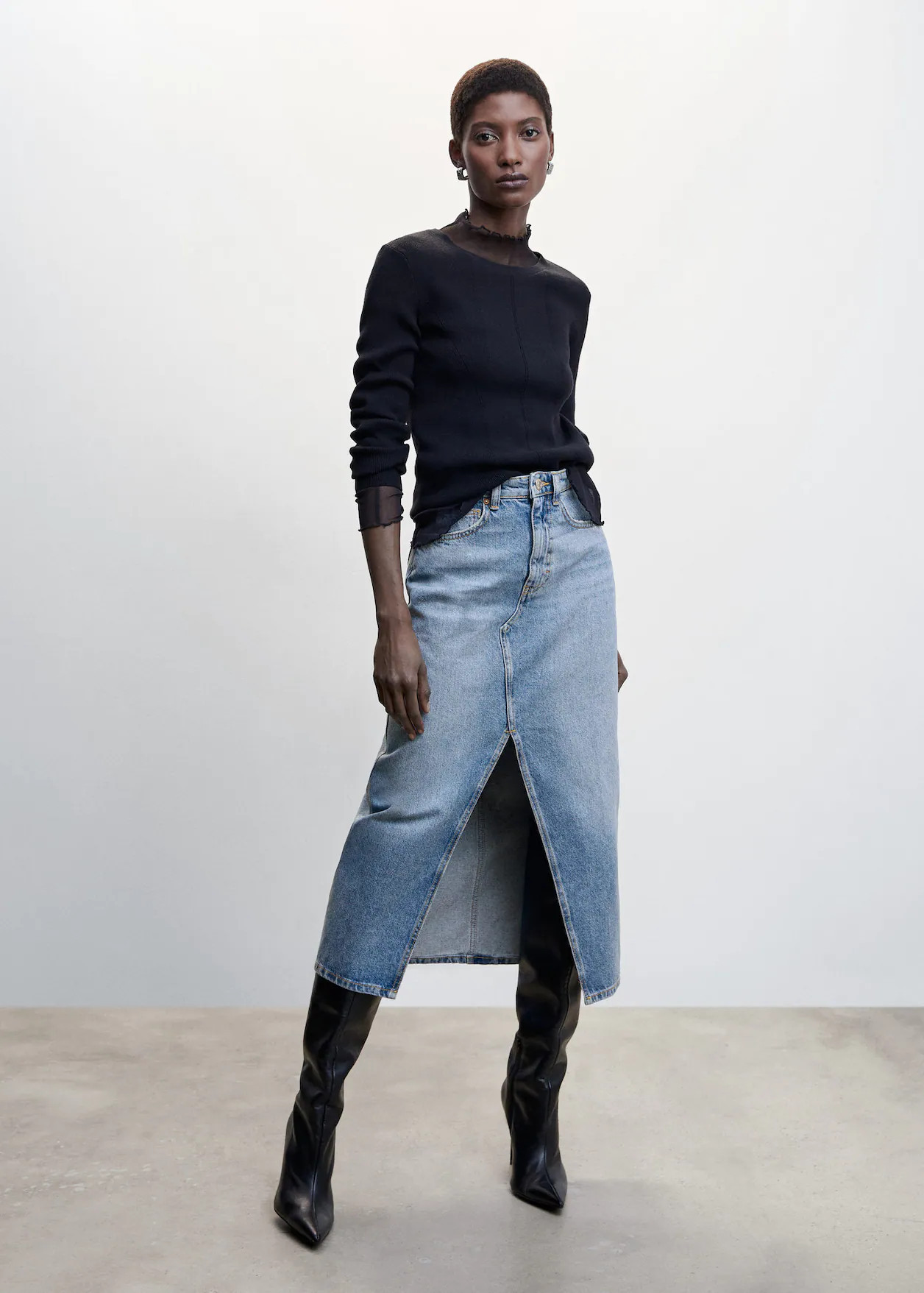 Midi denim skirt | MANGO (US)