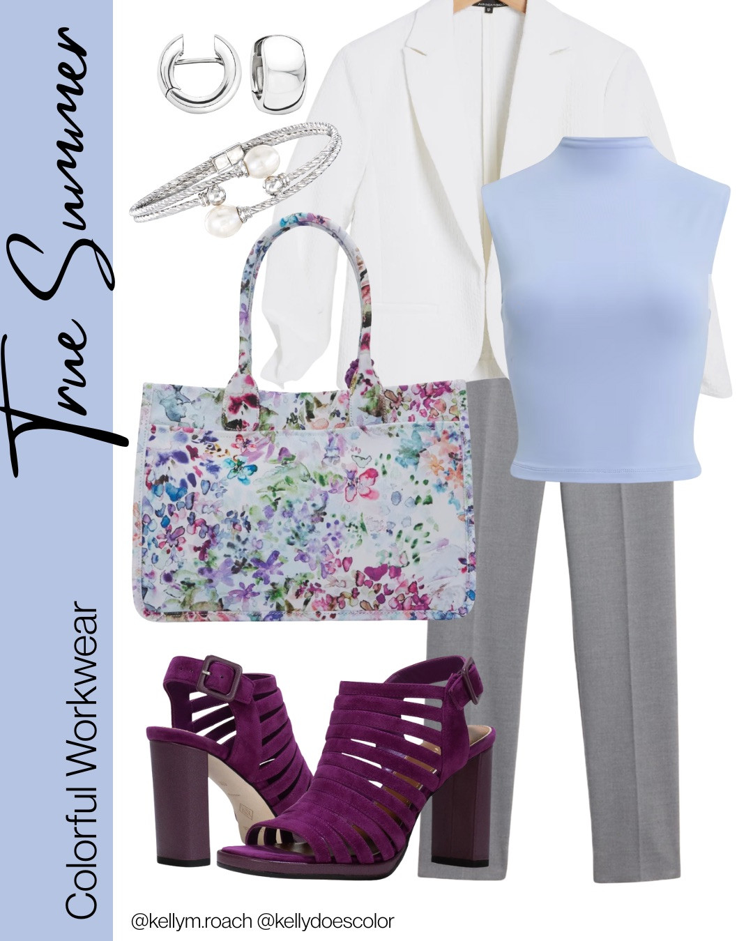 Colorful workwear for the True Summer palette! Beautifully soft and cool, true summer shines in medium blues and purples. Add some color to your office outfits! 

 #LTKOver40 #LTKStyleTip #LTKWorkwear