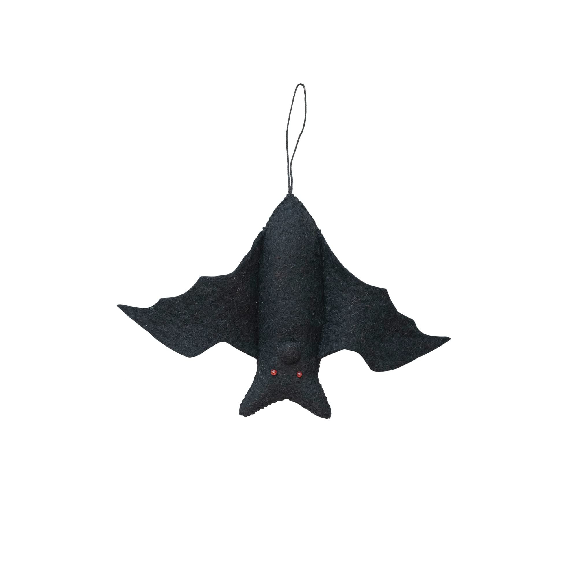 Creative Co-Op 10-1/2"L x 7"H Handmade Wool Felt Bat Ornament, Black | Amazon (US)