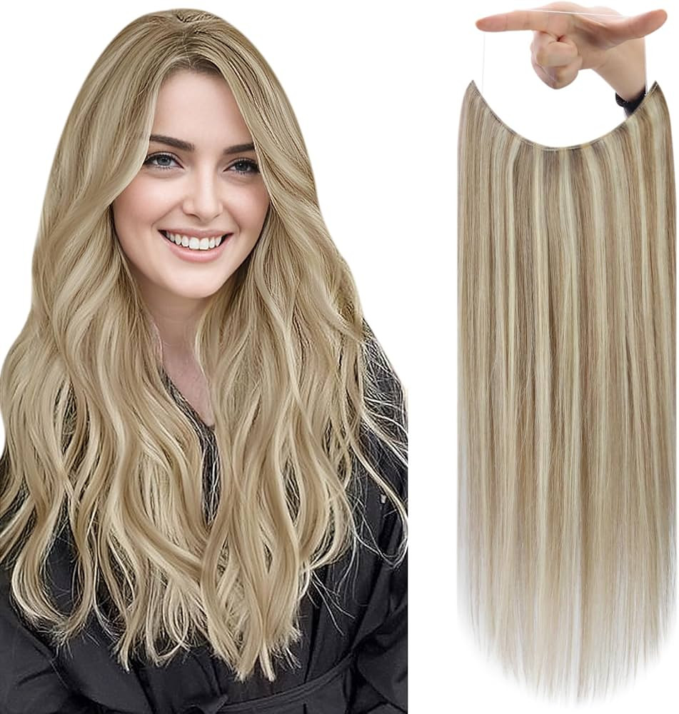Fshine Secret Wire Hair Extensions Dirty Blonde Highlighted Light Blonde Wire Extensions Real Hum... | Amazon (US)