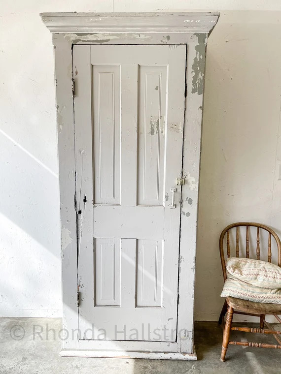 Antique Pantry Cabinet/Chippy Wood Painted Storage/ Bookcase/ | Etsy | Etsy (US)