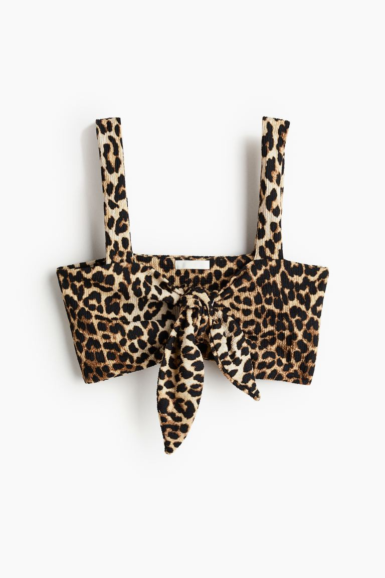 Crop top met geknoopt detail - Beige/luipaarddessin - DAMES | H&M NL | H&M (DE, AT, CH, NL, FI)