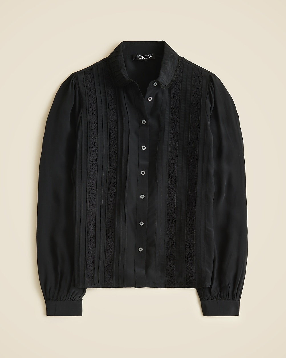 Lace-trim button-up shirt with club collar | J. Crew US