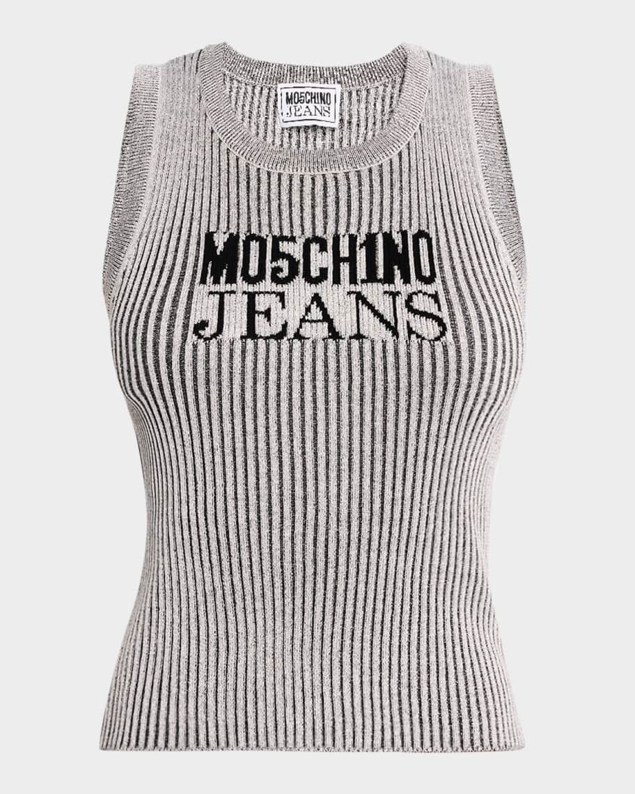 Moschino Jeans Logo Lurex Tank Top | Neiman Marcus