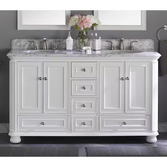 allen + roth Wrightsville 60-in White Undermount Double Sink Bathroom Vanity with Carrara Natural... | Lowe's