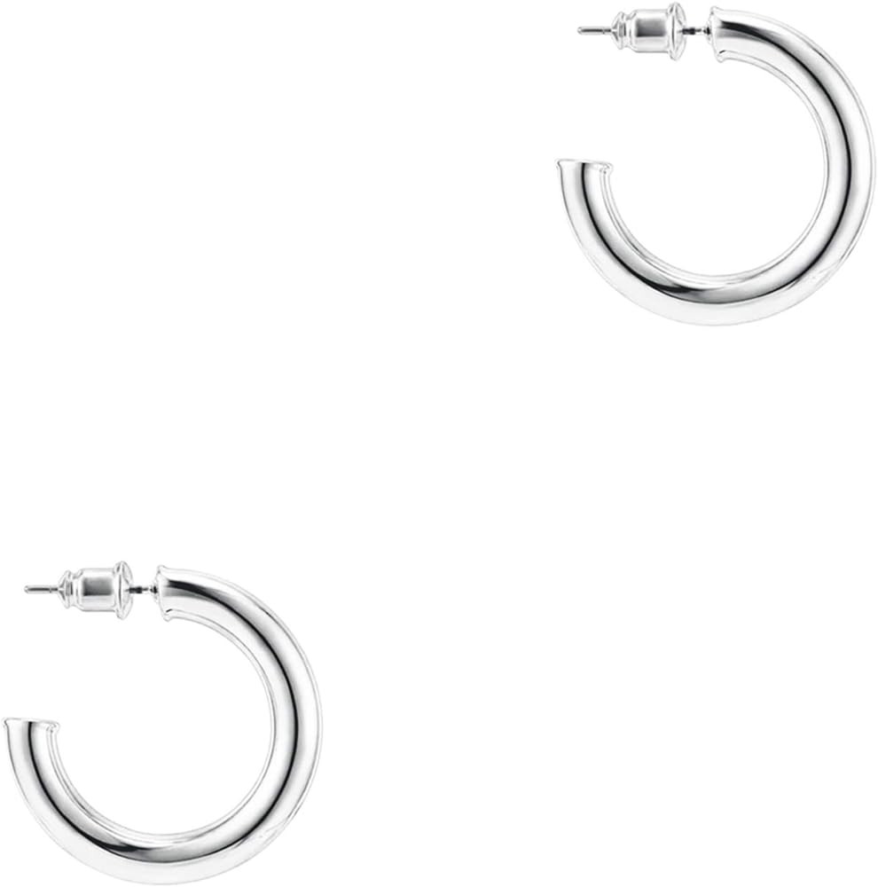 PAVOI 14K Gold Plated Hoop Earrings For Women - 3.5mm Thick Infinity Gold Hoops Women Earrings - ... | Amazon (US)