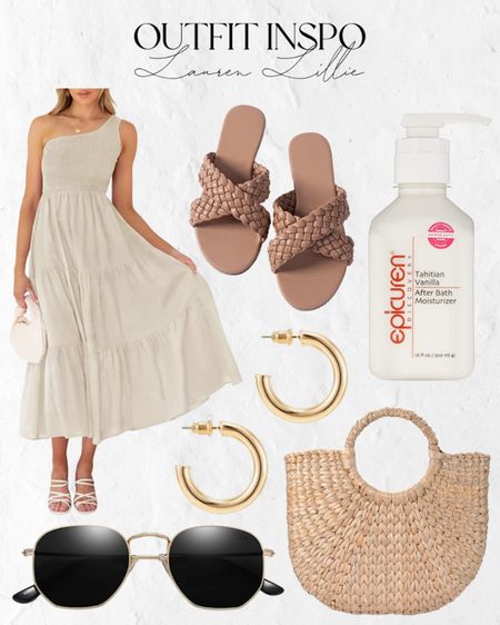 Vacation outfit inspo from Amazon! 

Maxi dress. Sandals. Lotion. Earrings. Tote bag. Sunglasses. Beach vacation. Vacation look. Warm weather vacation. Beach style. Vacation style  

#LTKstyletip #LTKunder100 #LTKtravel