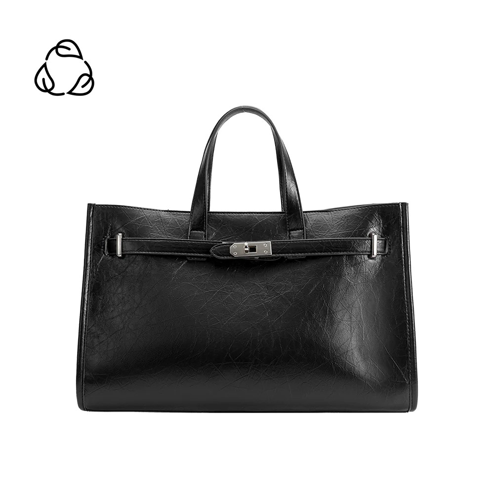 Black Sutton Recycled Vegan Leather Tote Bag | Melie Bianco | Melie Bianco