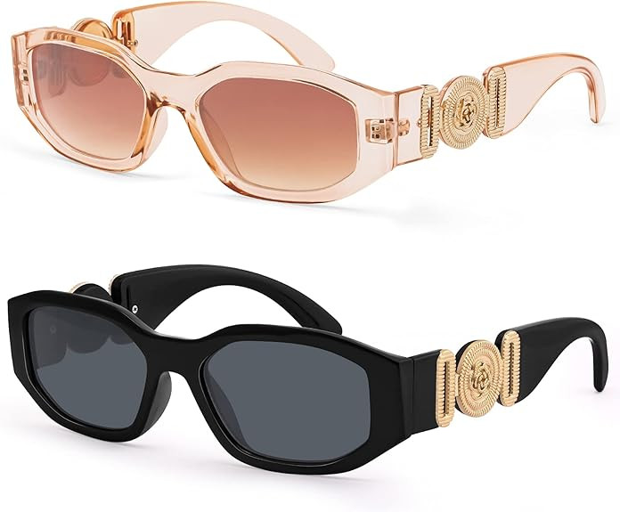 KUGUAOK Irregular Rectangle Sunglasses Women Trendy Design UV Protection Small Sun Glasses | Amazon (US)