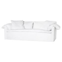 Cisco Home Donato Modern Classic Logan White Linen Slipcovered Sofa - 78 inch | Kathy Kuo Home