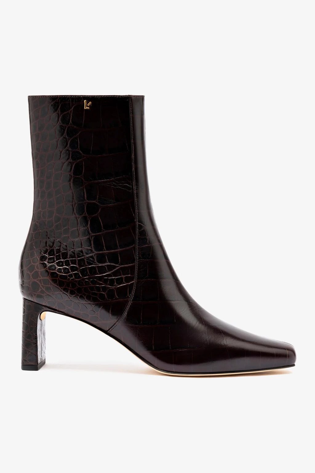 Alexis Bootie In Dark Croco Embroided Leather | Larroude