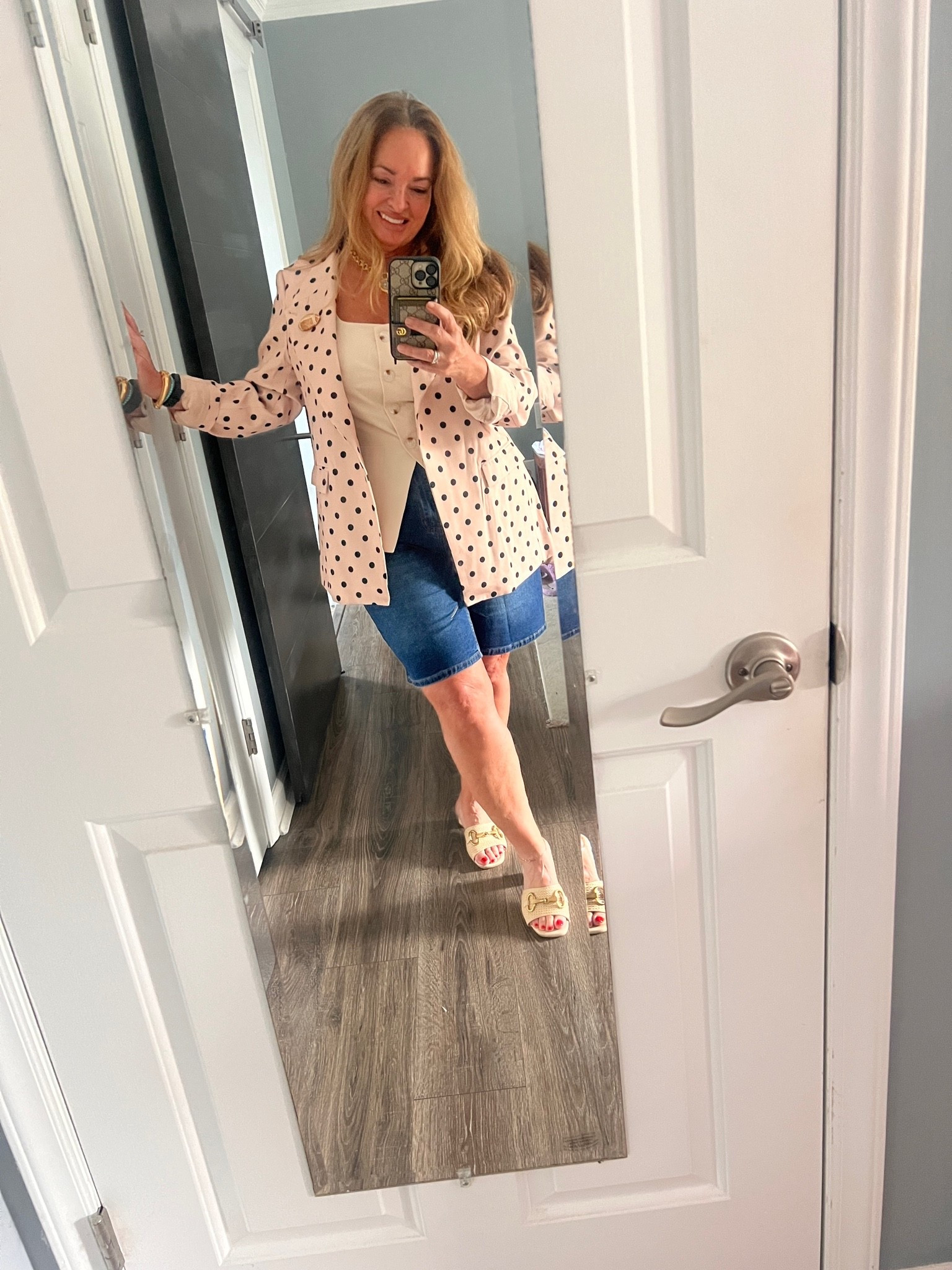 Jorts and polka dots…. Fall transition

#LTKSeasonal #LTKOver40 #LTKMidsize