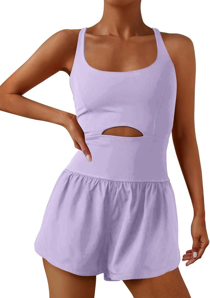 ReachMe Womens Running Onesie Workout Rompers Athletic RomperS One Piece Outfits Exercise Jumpsui... | Amazon (US)