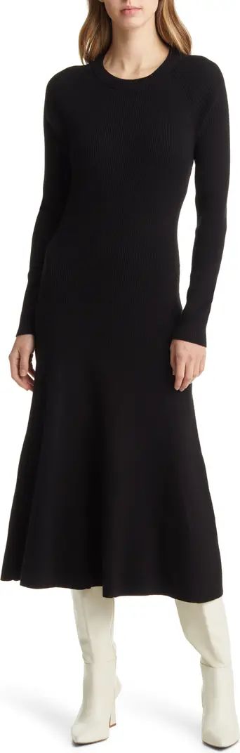 Halogen® Ribbed Cutout Long Sleeve Sweater Dress | Nordstrom | Nordstrom