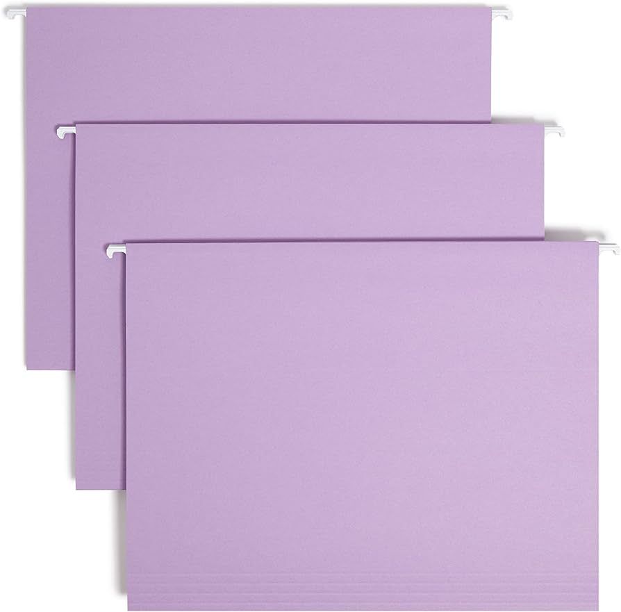 Smead Colored Hanging File Folder with Tab, 1/5-Cut Adjustable Tab, Letter Size, Lavender, 25 per... | Amazon (US)