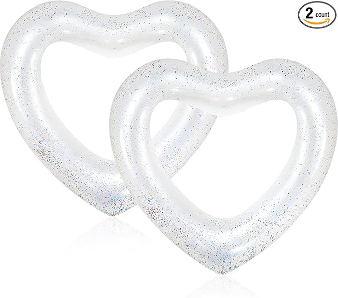 Sumind 2 Pieces Heart Pool Float, 47.3 x 39.4 Inch Inflatable Swim Rings Bachelorette Party Pool ... | Amazon (US)