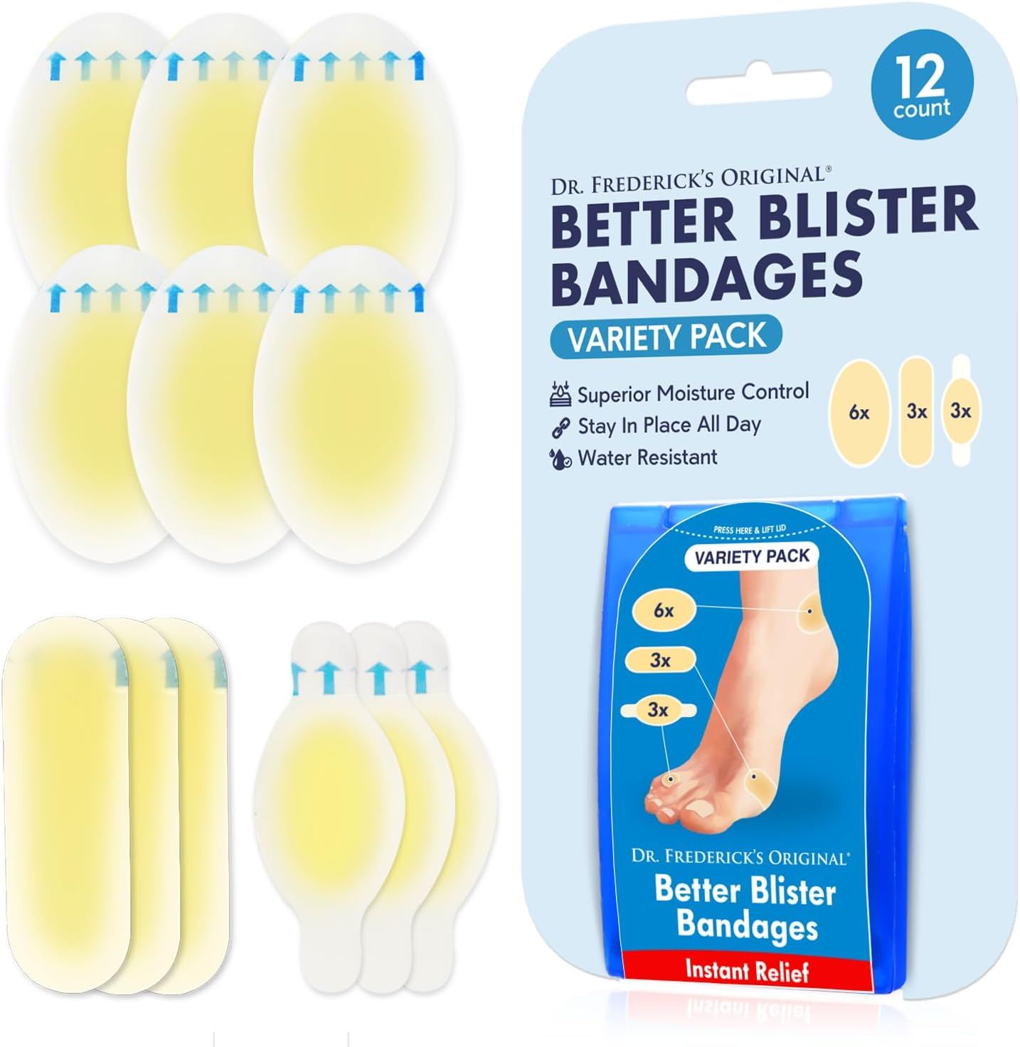 Dr. Frederick's Original Better Blister Bandages - 12ct - Water Resistant - 25% More Cushioning -... | Amazon (US)