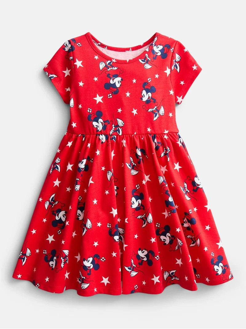 Disney Toddler Girls Starry Minnie Dress with Short Sleeves, Sizes 12M-5T | Walmart (US)