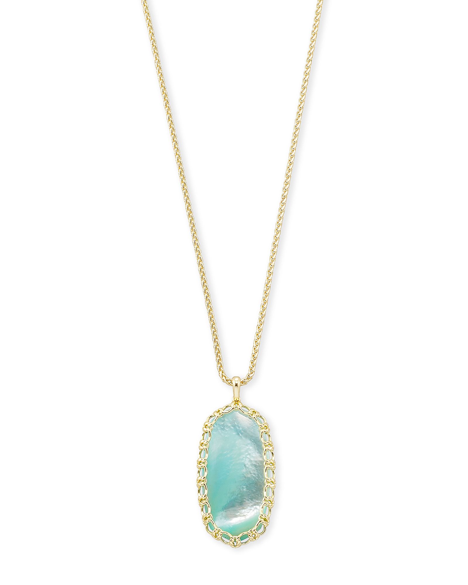 Macrame Reid Gold Long Pendant Necklace In Aqua Illusion | Kendra Scott