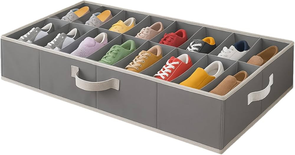 Under Bed Shoe Storage Organizer - TEAR-RESISTANT Heavy Duty 600D Material - Fits All Styles Men'... | Amazon (US)