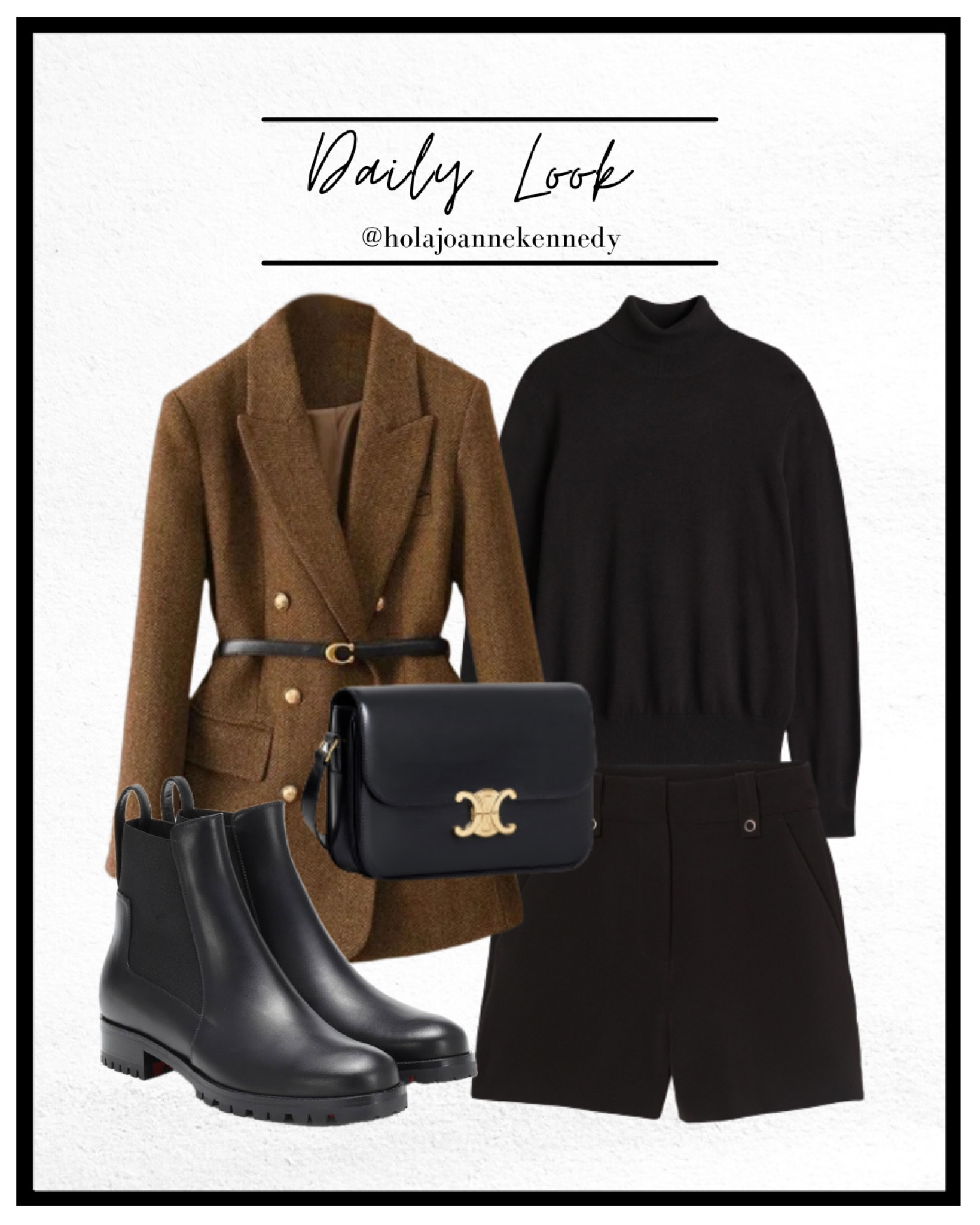 Autumn outfit, autumn fashion, tweed jacket, wool jacket, herringbone blazer, tweed blazer, brown blazer, Chelsea boots, black tights, polo neck jumper, turtle neck jumper, autumnal outfit idea 

#LTKstyletip #LTKautumn #LTKeurope