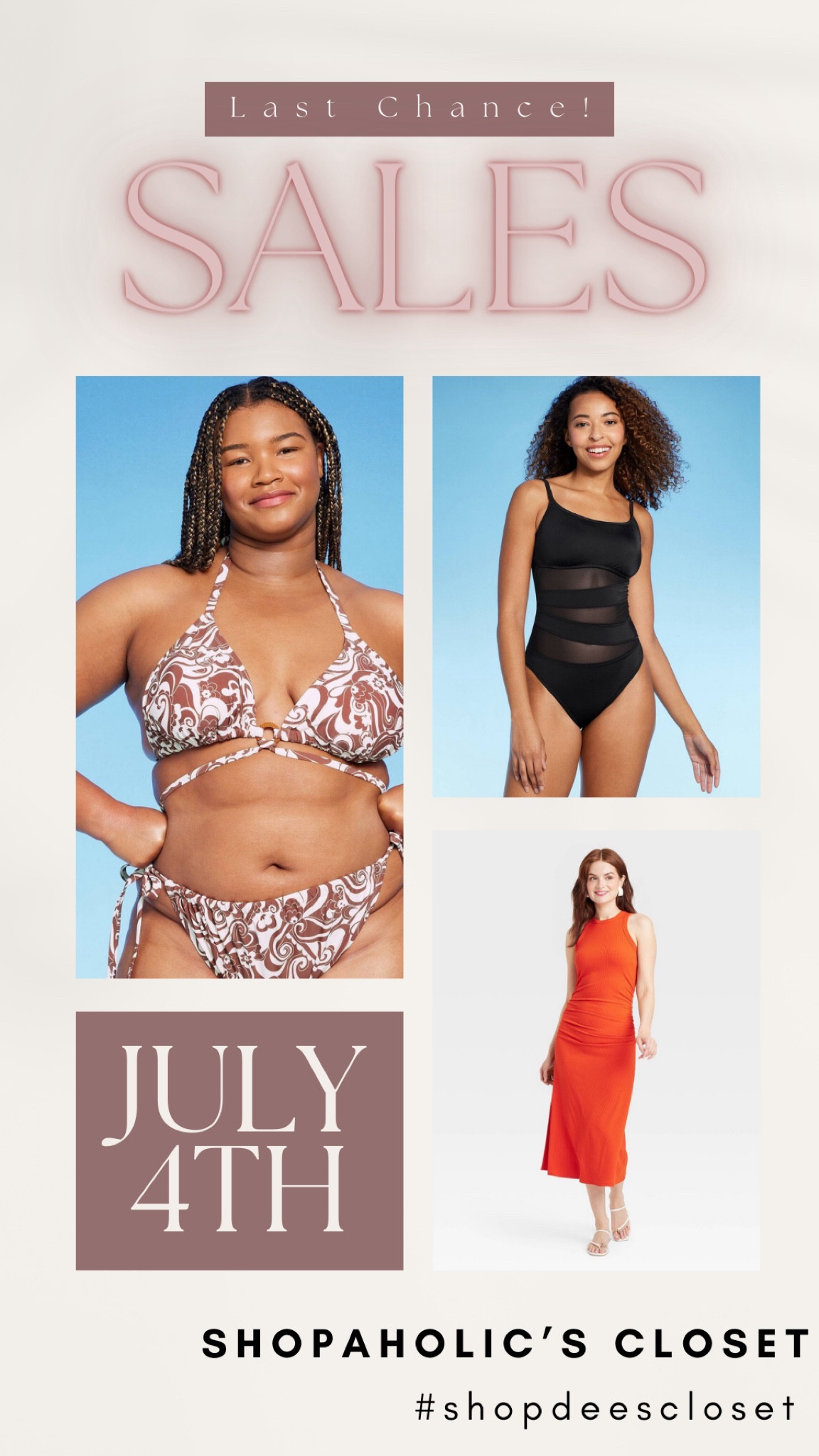 It’s your last chance this weekend to shop July 4th Sale. At Target save on fashion and swim. Ends 7/6.
#shopdeescloset #shopaholicscloset #sales

#LTKFindsUnder50 #LTKSaleAlert #LTKSwim