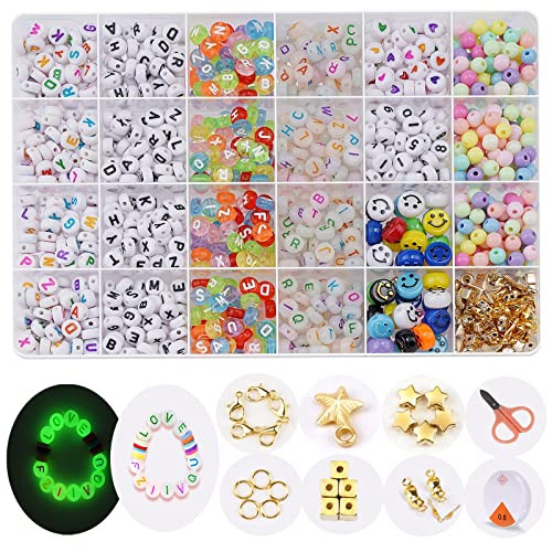 FZIIVQU Letter Beads for Bracelets Making Kit 1260pcs Alphabet Beads for Jewelry Making Set Lnclu... | Amazon (US)