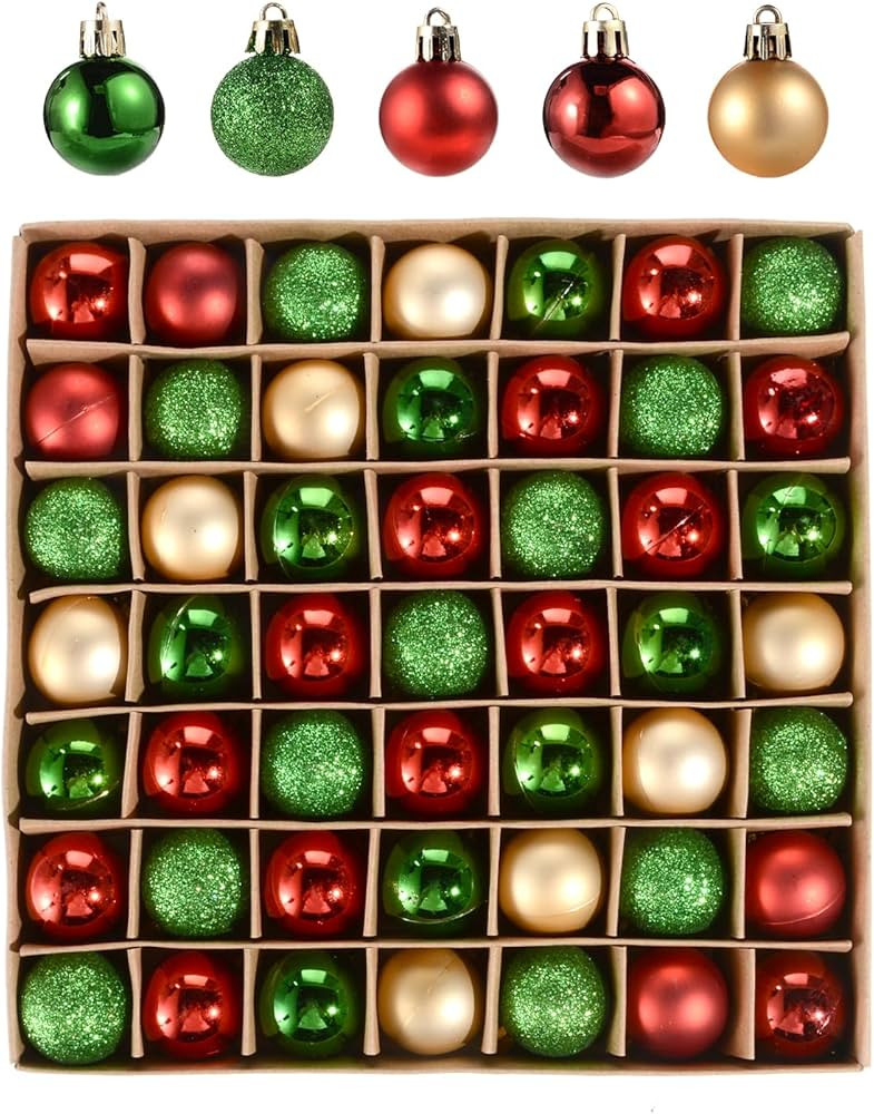 49 Pieces Mini Christmas Ornaments for Mini Tree - 3cm/1.18" Shatterproof Small Hanging Balls in ... | Amazon (US)