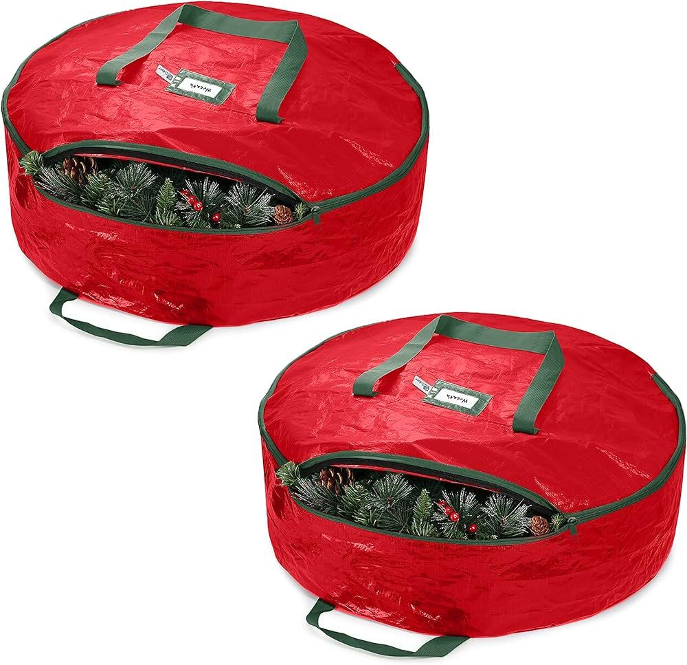 ZOBER Christmas Wreath Storage Container 30" - Water Resistant Fabric Storage Dual Zippered Bag f... | Amazon (US)