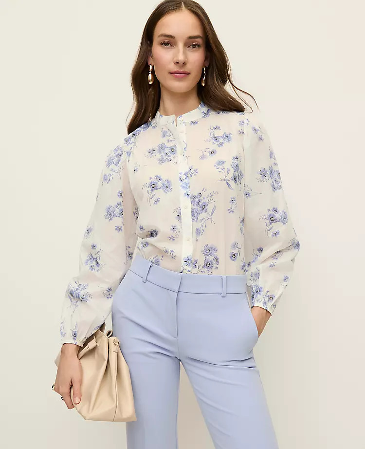 Floral Embroidered Collar Blouse | Ann Taylor
