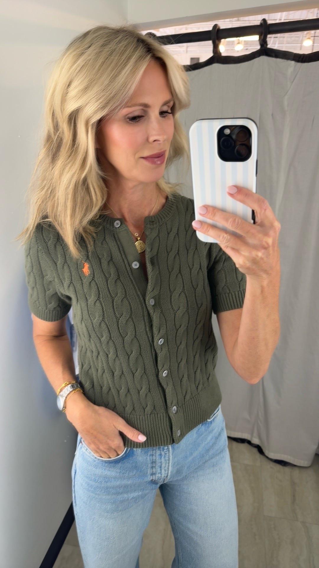 Ralph Lauren Olive cardigan. Wearing a size medium.

#LTKgrwm #LTKOver40 #LTKTravel