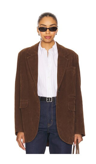 Free People x We The Free Paper Cut Faux Blazer In Brown Bear in Brown. - size L | Revolve Clothing (Global)