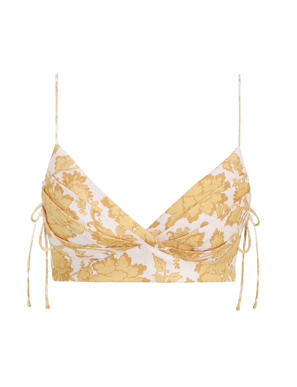 Tops-Postcard Bustier-Yellow Tonal Floral-1-Zimmermann | ZIMMERMANN (US, CA, EU, MENA)