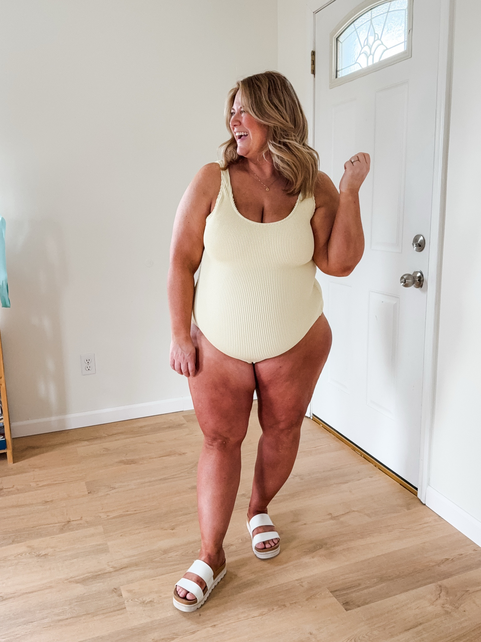Wearing an XL in the butter yellow swimsuit.  

#LTKSwim #LTKBump #LTKMidsize