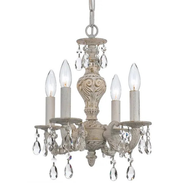 Crystorama Paris Market Collection 4-light Antique White/Swarovski Spectra Crystal Mini Chandelier | Bed Bath & Beyond