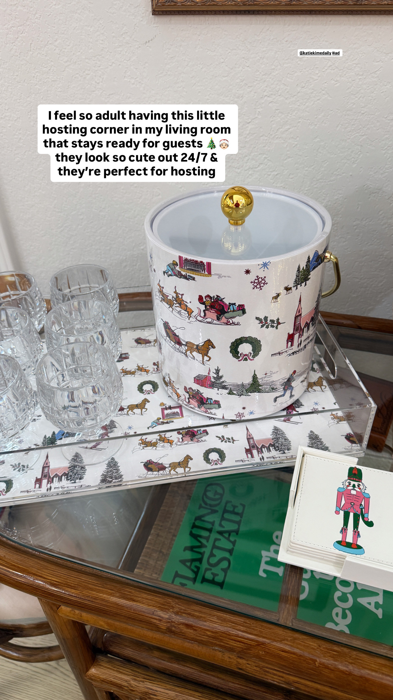 I feel so adult having this little holiday hosting corner in my living room! 🎄🫶🏼 they look so cute out 24/7. also, 30% off! 

 #LTKCyberWeek #LTKGiftGuide #LTKHoliday