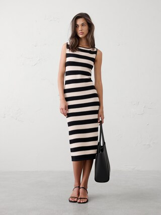 Textured Striped Midi Sweater Dress | Banana Republic Factory