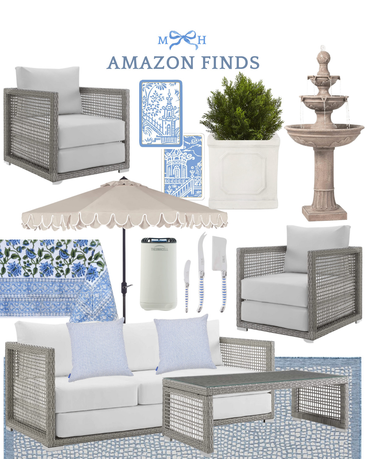 Outdoor patio preppy classic coastal outdoor living home entertaining furniture | Amazon (US)