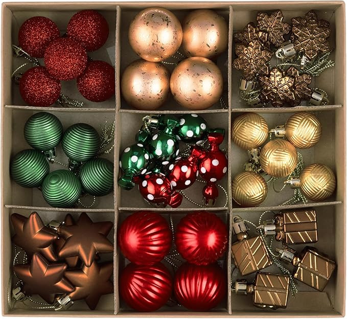 DecorbyHannah Mini Christmas Ornaments Set, 45ct Small Gingerbread Christmas Tree Decorations, As... | Amazon (US)