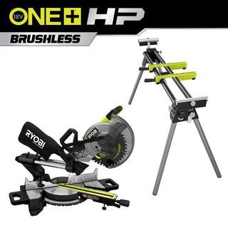 RYOBI ONE+ HP 18V Brushless Cordless 10 in. Sliding Compound Miter Saw (Tool Only) with Foldable ... | The Home Depot
