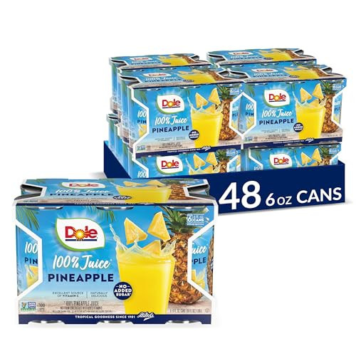 Dole Pineapple Juice, 100% Fruit Juice with Added Vitamin C, 6 Fl Oz (Pack of 6), 48 Total Cans | Amazon (US)