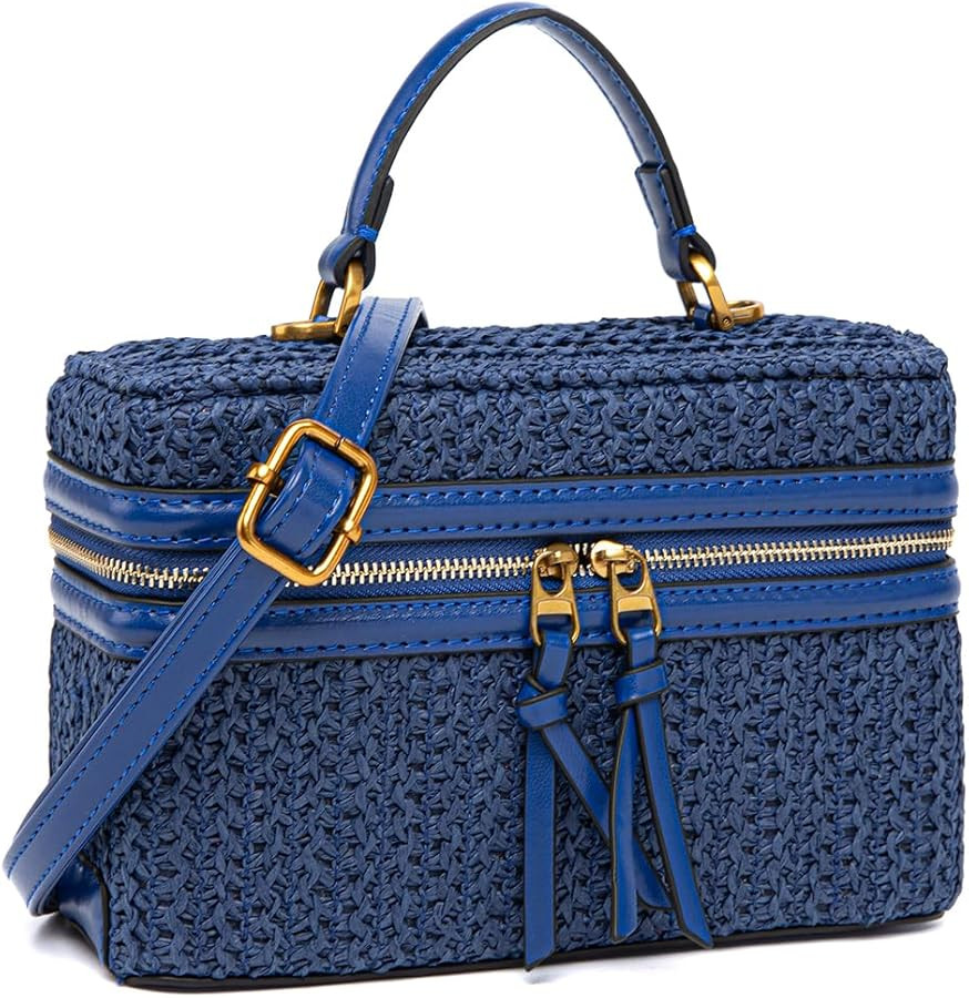 Classic Straw Satchel Crossbody Purse For Women, Chic Mini Box Purses and Handbags, Women Beach B... | Amazon (US)