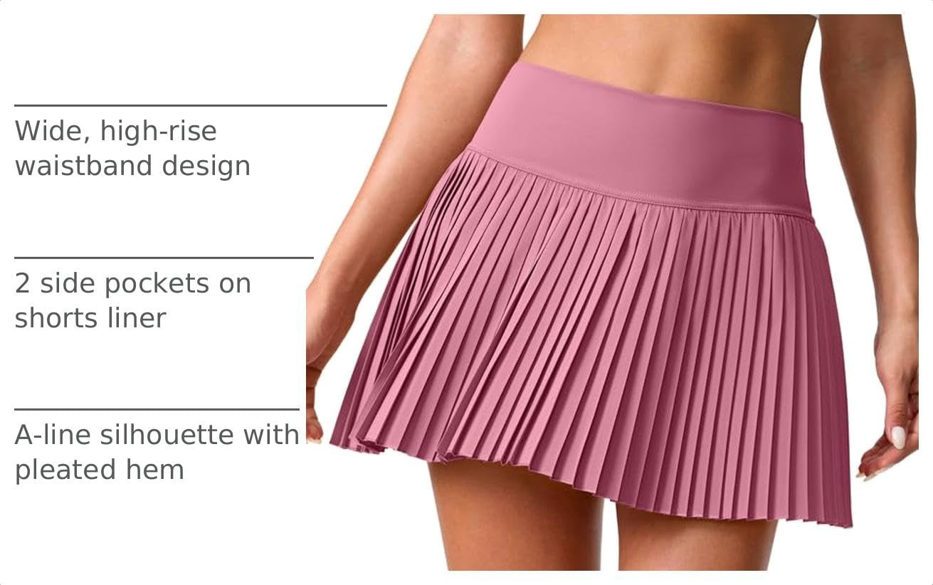 SANTINY Pleated Tennis Skirt for Women with Pockets Shorts Women's High Waisted Lightweight Athletic Golf Skorts Skirts | Amazon (US)