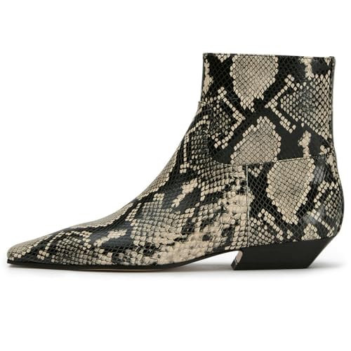 KysBloes Women Square Toe Ankle Boots Low Heel Snake Booties Flats Winter Shoes Comfortable Side Zip Short Boots(Snake,US size 10) | Amazon (US)