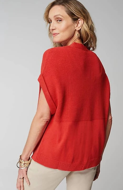 Ribbed-Detail Short-Sleeve Cardi | J. Jill