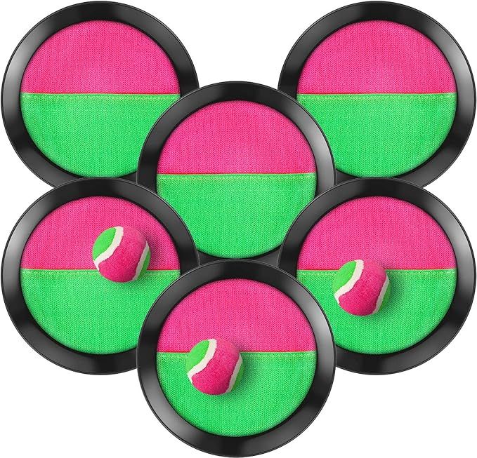 TOODOO Toss and Catch Balls Game, 3 Set Paddle Toss and Catch Ball, 6 Paddles and 3 Balls, Suitab... | Amazon (US)
