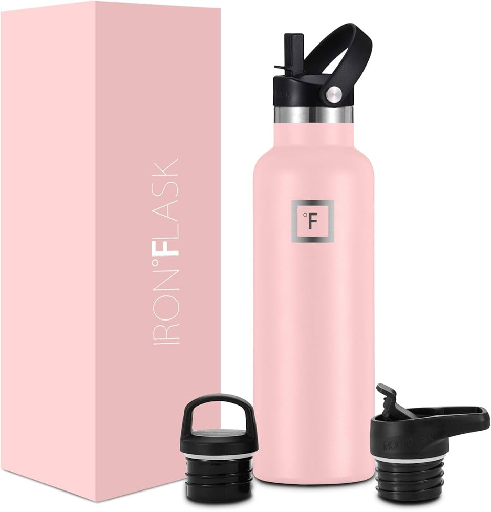 IRON °FLASK Sports Water Bottle - 20 Oz - 3 Lids (Narrow Straw Lid) - Leak Proof Vacuum Insulate... | Amazon (US)